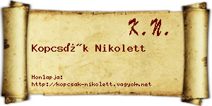 Kopcsák Nikolett névjegykártya